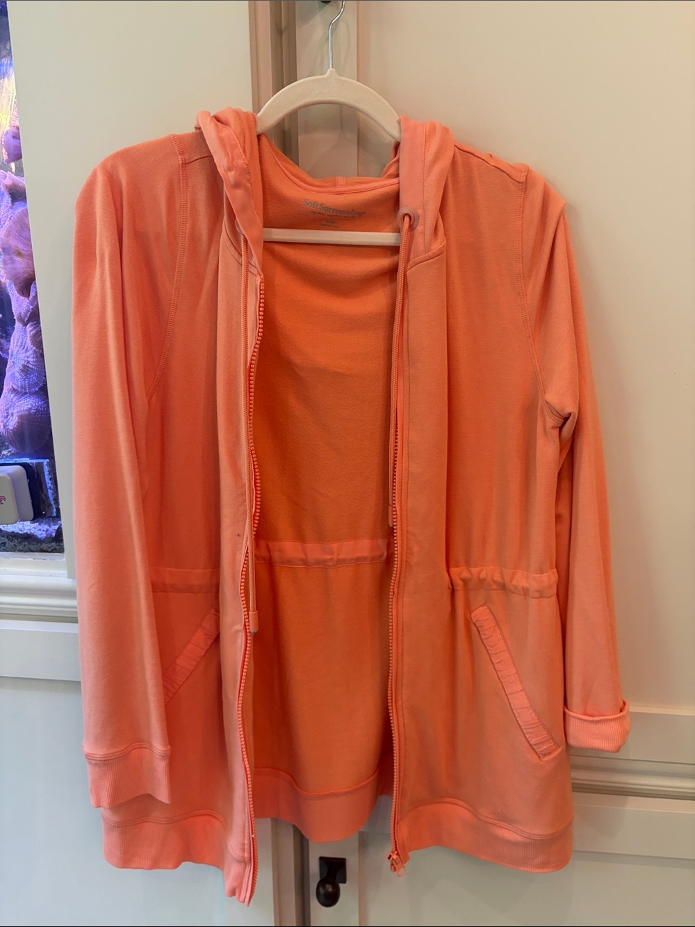 Soft Surroundings Coral Zip-Front Utility Hoodie Jacket